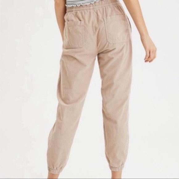 American Eagle Corduroy Jogger Pants US 6 High Waisted Corduroy Pull On Tan - Picture 4 of 13